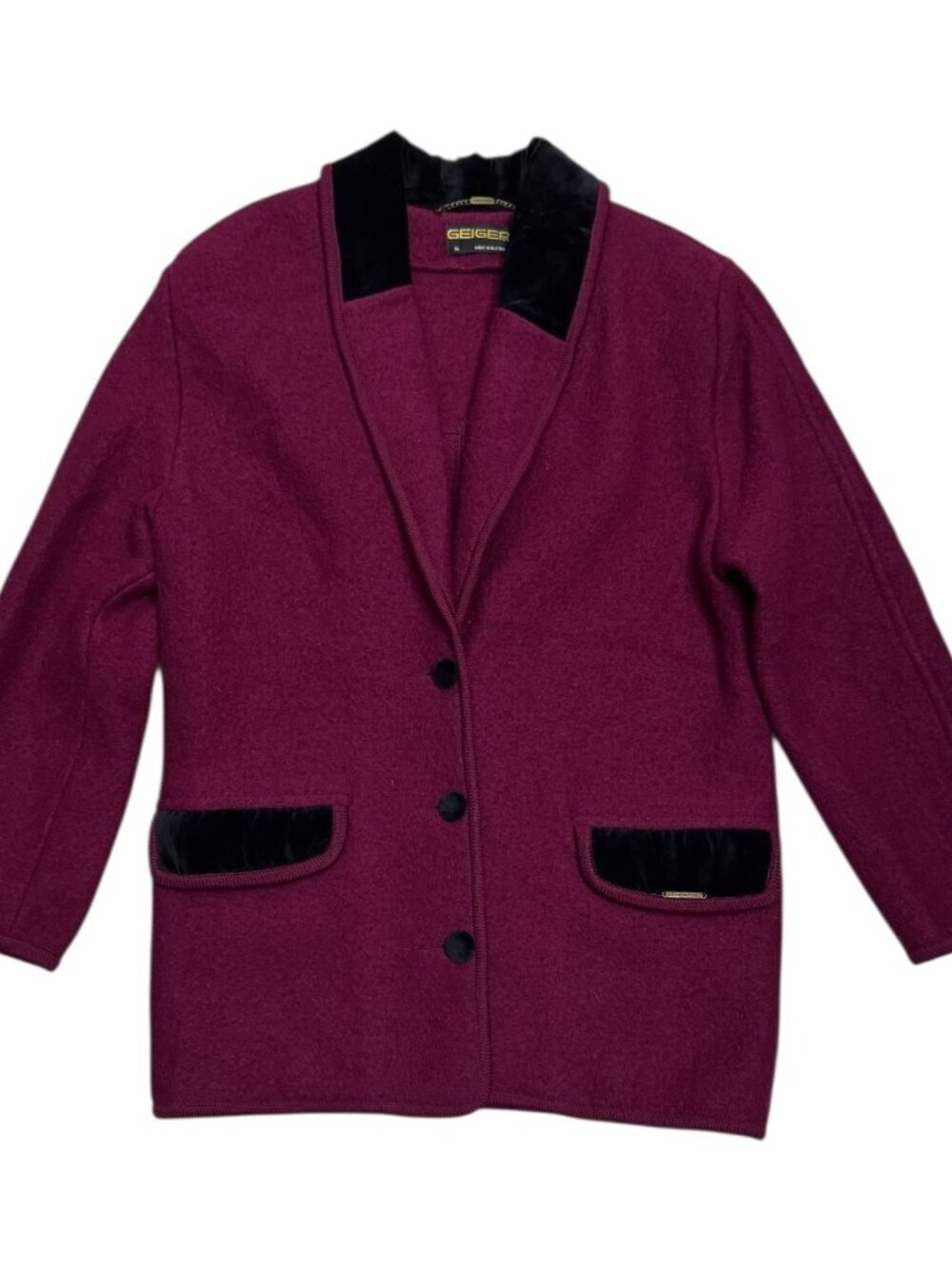 GEIGER Wool Luxury Designer Business Casual Red Winter Coat Womens Medium